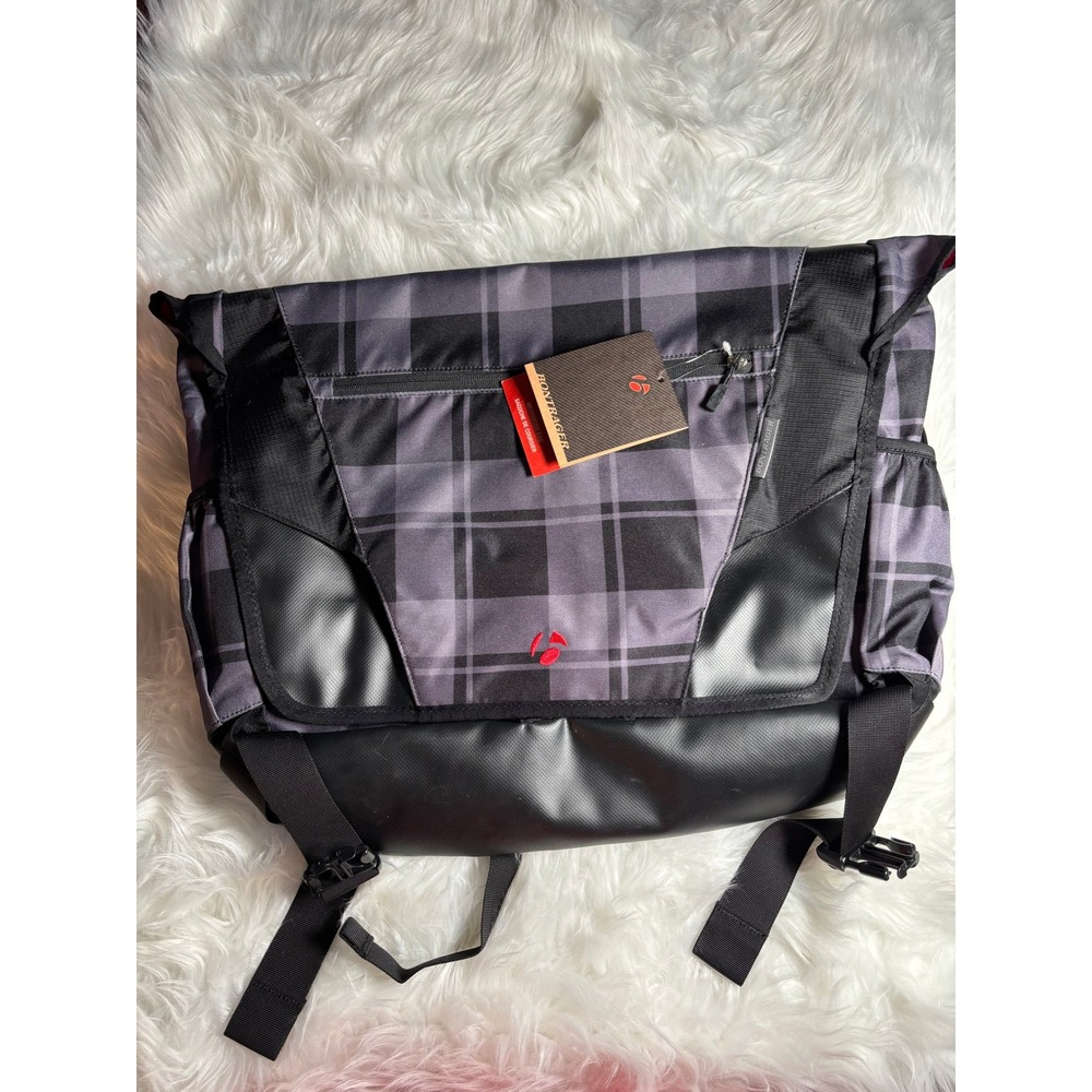 Bontrager Messenger Bag Unisex Large Gray Plaid Cycling Laptop Commuter NWT